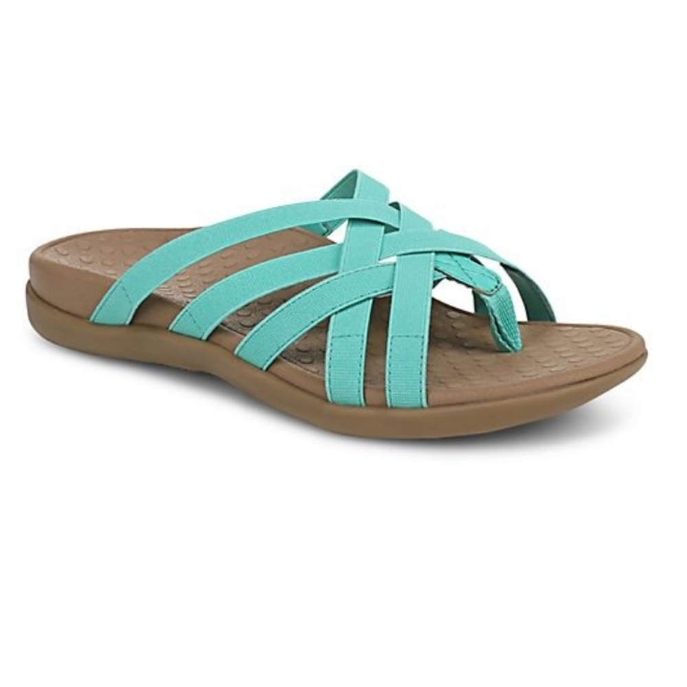 Vionic Woven Stretch Gore Thong 'Tia' Sandals. New In Original Box.